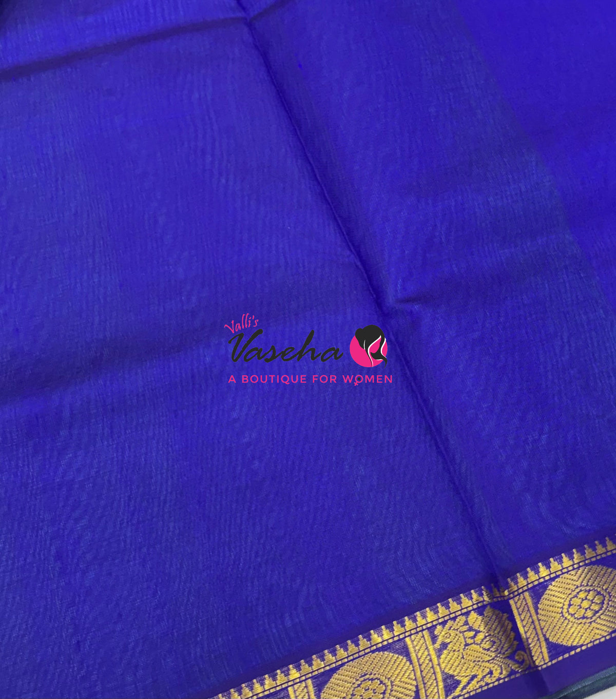 Pure Silk Cotton Sarees - Sea Green With Blue - VVPSC017