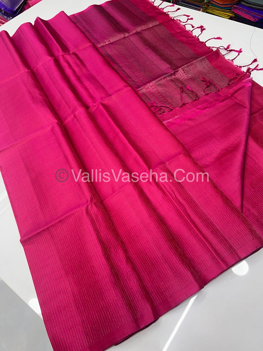 Pure Soft Silk Saree - Antique Zari - Border Less - Pink - VVPSS037