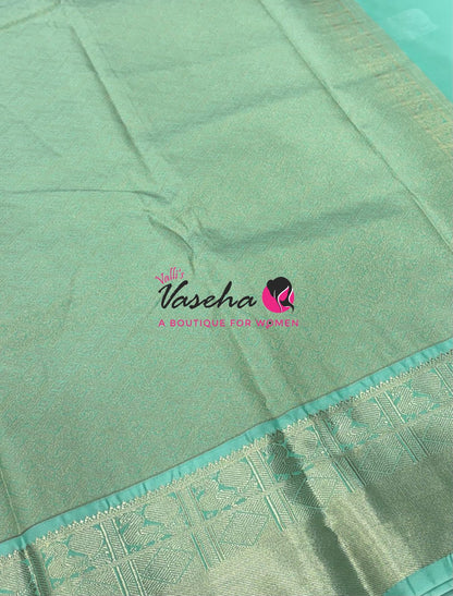 Semi Kanchi Silk  - Pink & Pista Green - VVSKS007