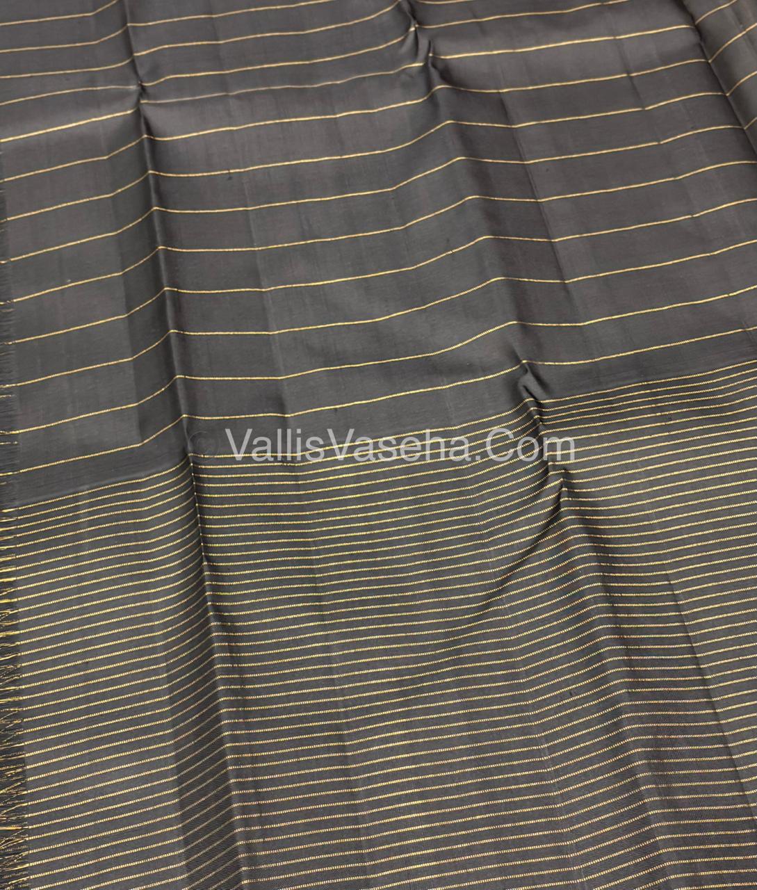 Pure Korvai Kanchipuram Silk Saree - Cream & Black Combo - VVPS035