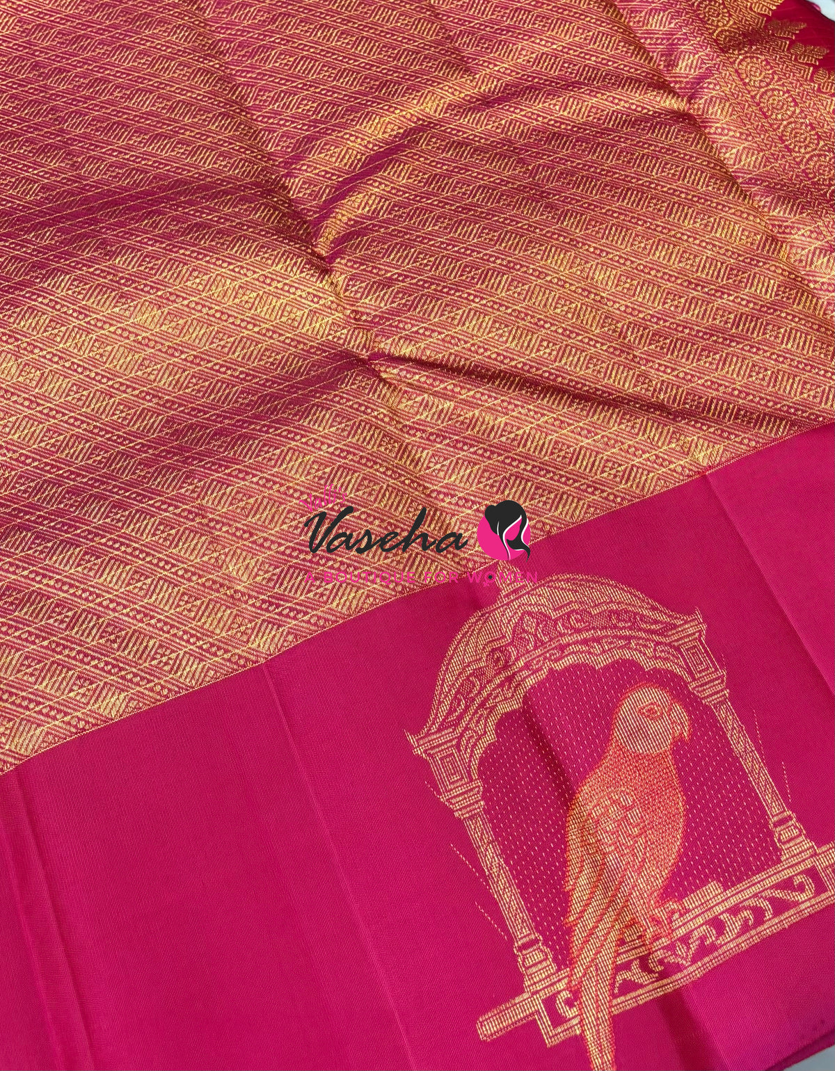 Pure Kanchipuram Silk Saree - Pink  Shade  -  VVPS058