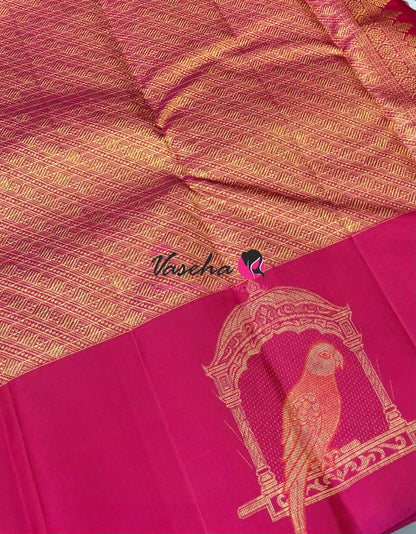Pure Kanchipuram Silk Saree - Pink  Shade  -  VVPS058