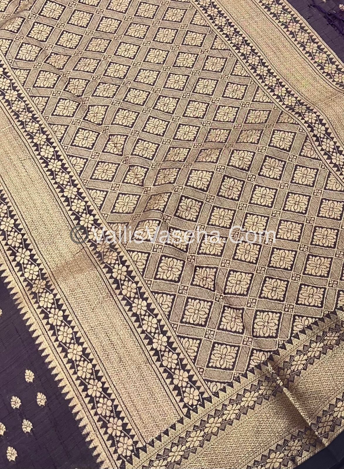 Semi Tussar Silk - Grand Pallu  - Dark Purple Shade - VVSTS017