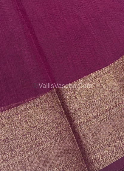 Bamboo Silk Saree -  Blue with wine Shade - VVBSS009