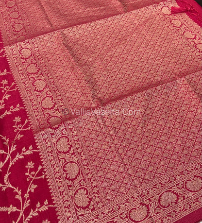 Banarasi - Heritage Silk - Semi Kathan Silk - Dark Pinkish Red Shade- VVBHS001