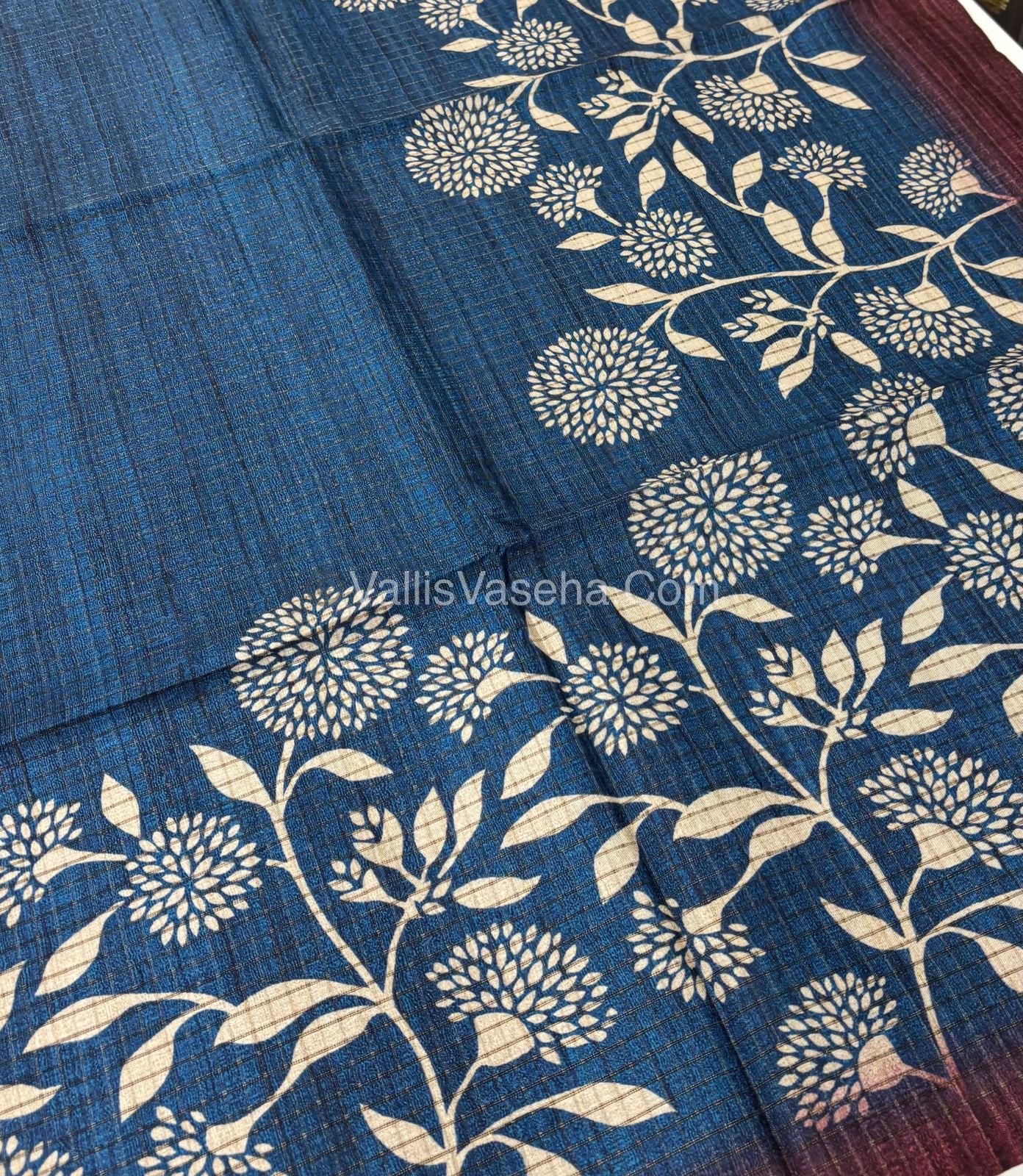 Art Tussar / Art Silk - Blue & Maroon Shade - VVATS002