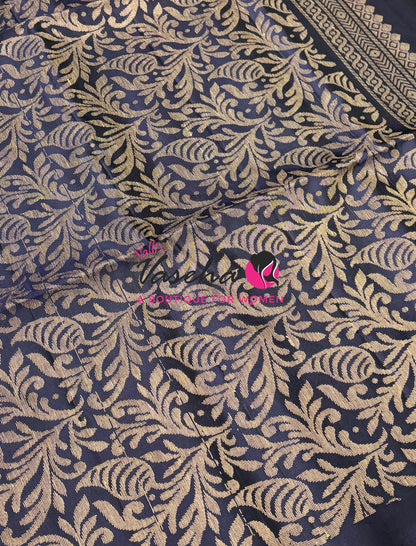 Half Mixed  Soft Silk Saree - Purple & Navy Blue - VVPSS073