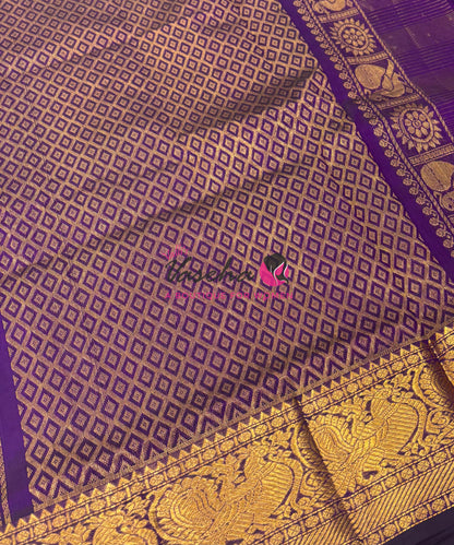 Pure Silk Cotton Saree - Vairavoosi checks - Mayil & Chakkaram - Purple Shade - VVMCV001