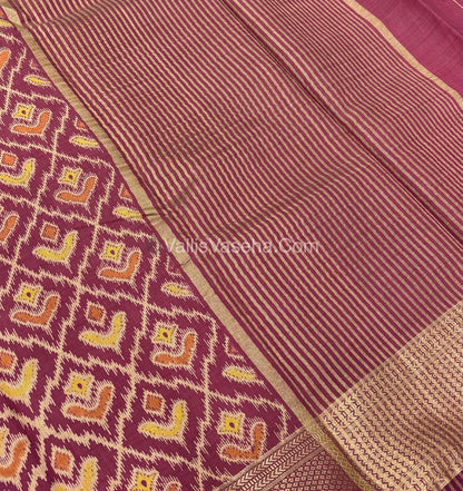 Semi Tussar Silk Saree - Ikkat / Pochampally Design - Maroon Shade - VVSTS033