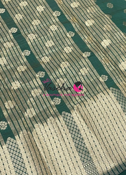 Semi Tussar Silk Saree | Green Shade |VVSTS057