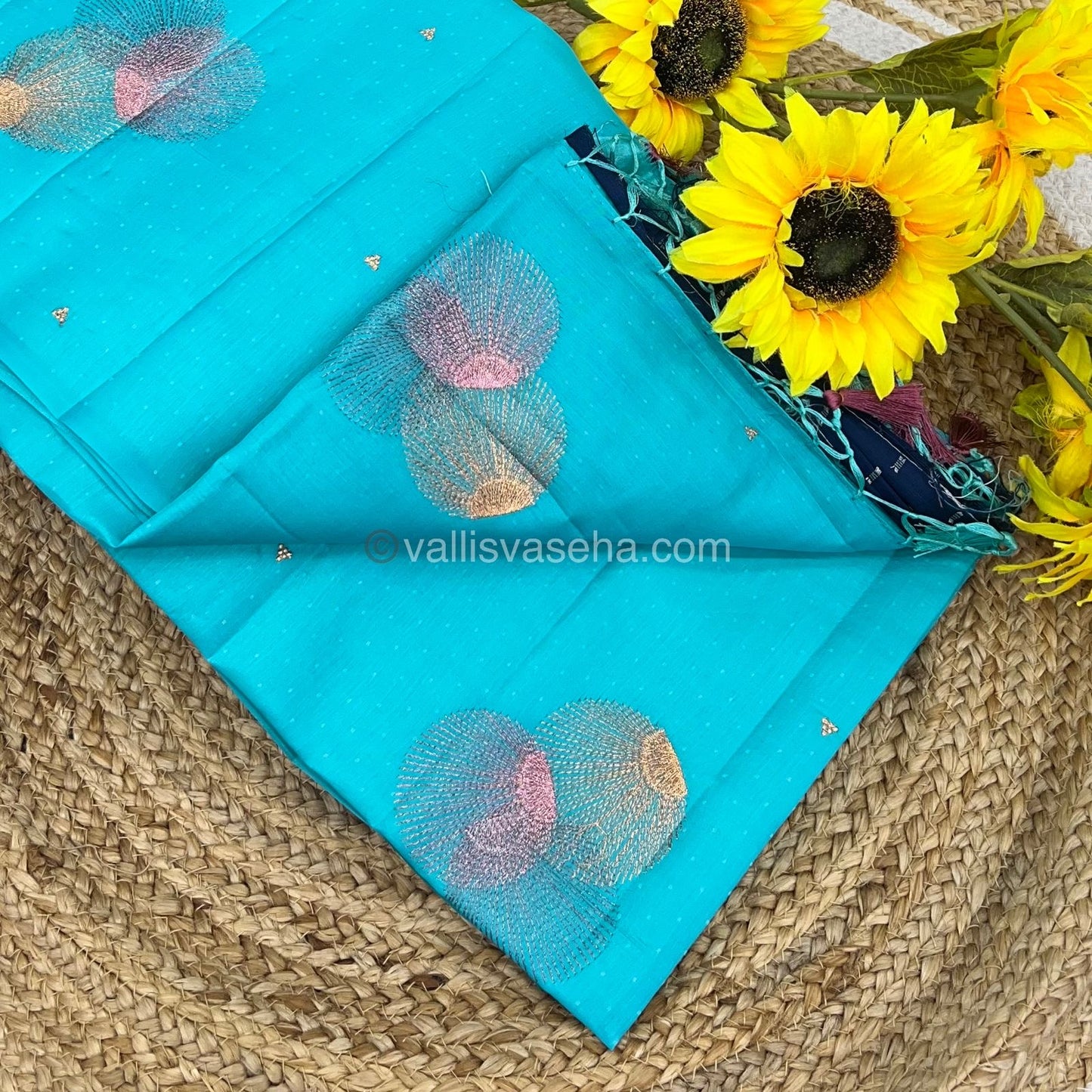 Butter Silk - Round Butta - Blue & Blue Blouse Combo - VVBS001