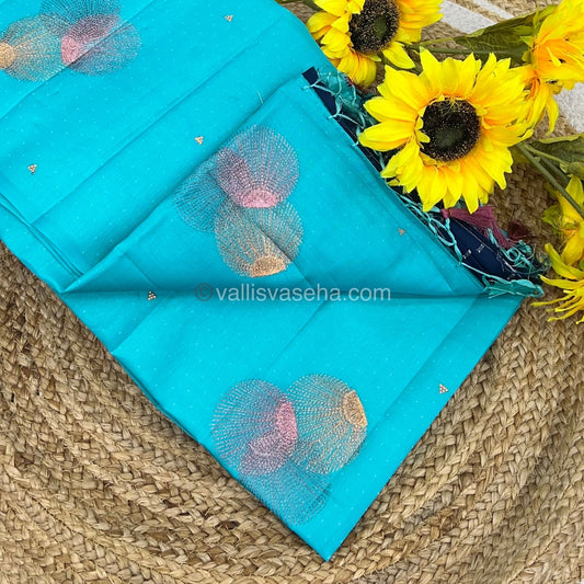Butter Silk - Round Butta - Blue & Blue Blouse Combo - VVBS001