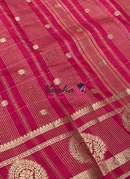 Semi Tussar Silk Saree | Pink Shade |VVSTS060