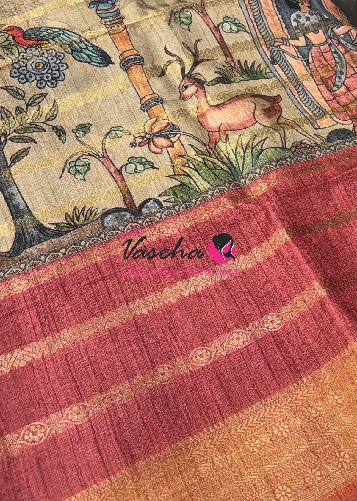 Semi Art Silk Saree - Pink & Orange Shade - VVSAT001