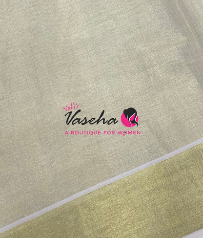Kerala Golden Tissue Saree  - VVKCS031