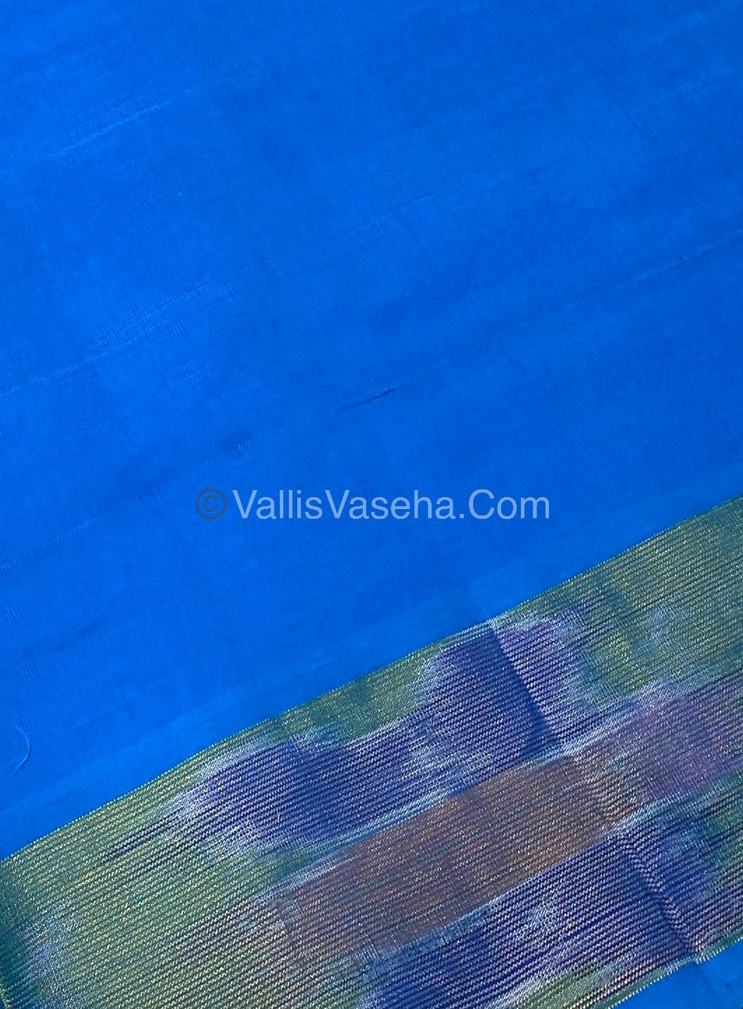 Semi Silk Cotton Saree - Brown & Blue  - VVSSC001