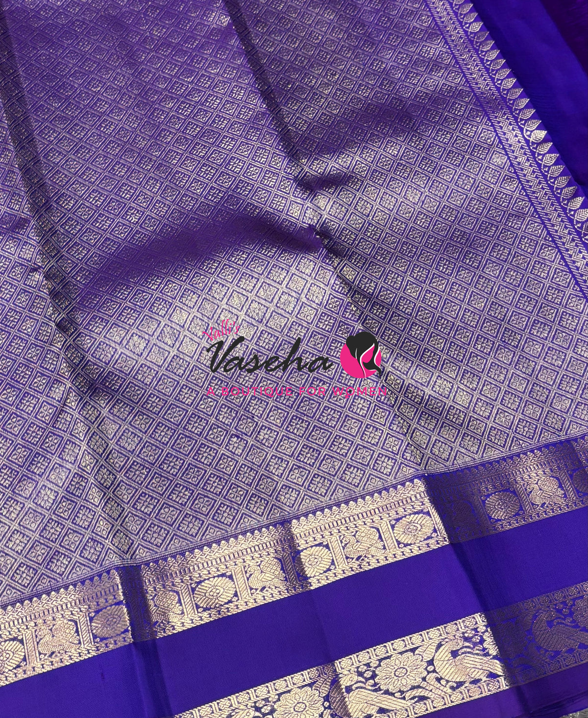 Pure Kanchipuram Silk Saree - Vairavoosi Design  - Violetish Blue Shade - VVPS095