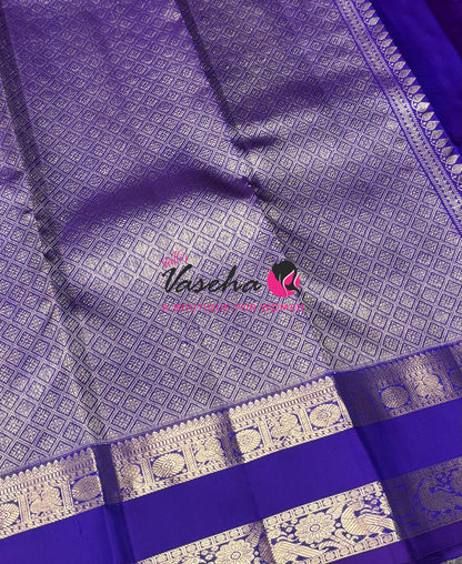 Pure Kanchipuram Silk Saree - Vairavoosi Design  - Violetish Blue Shade - VVPS095