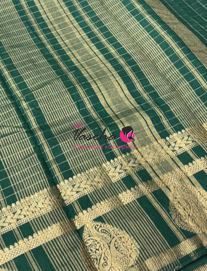 Semi Tussar Silk Saree | Green Shade |VVSTS061