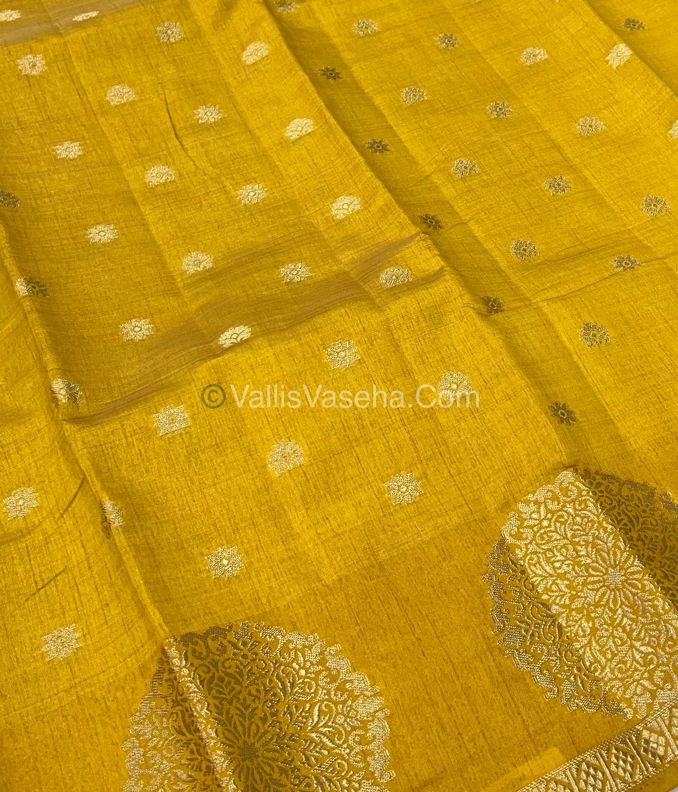 Semi Tussar Silk Saree - Mustard Yellow shade - VVSTS035