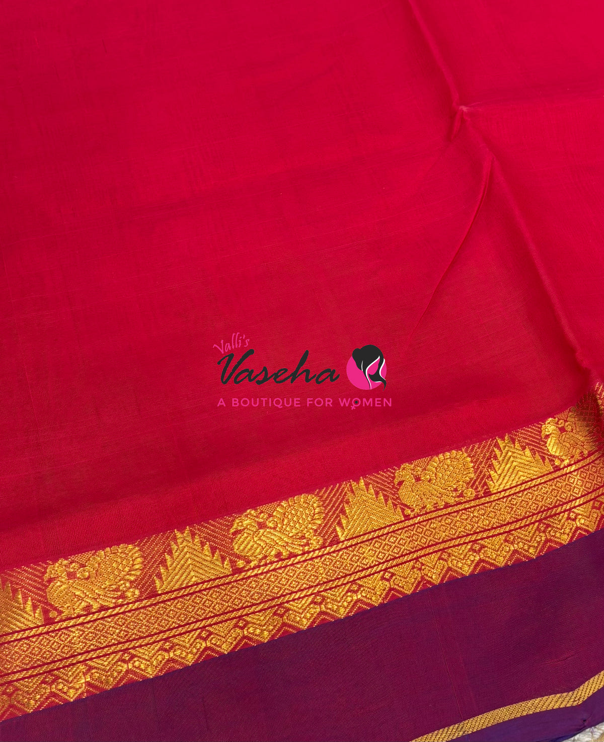 Pure Silk Cotton Saree - Red &  Lavender Shade - VVPSC016