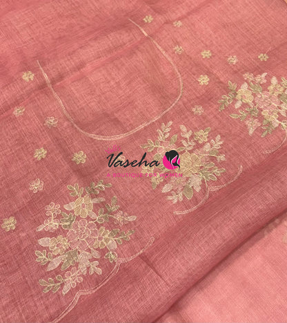 Linen Tissue Saree - Peach Shade - VVLTS004