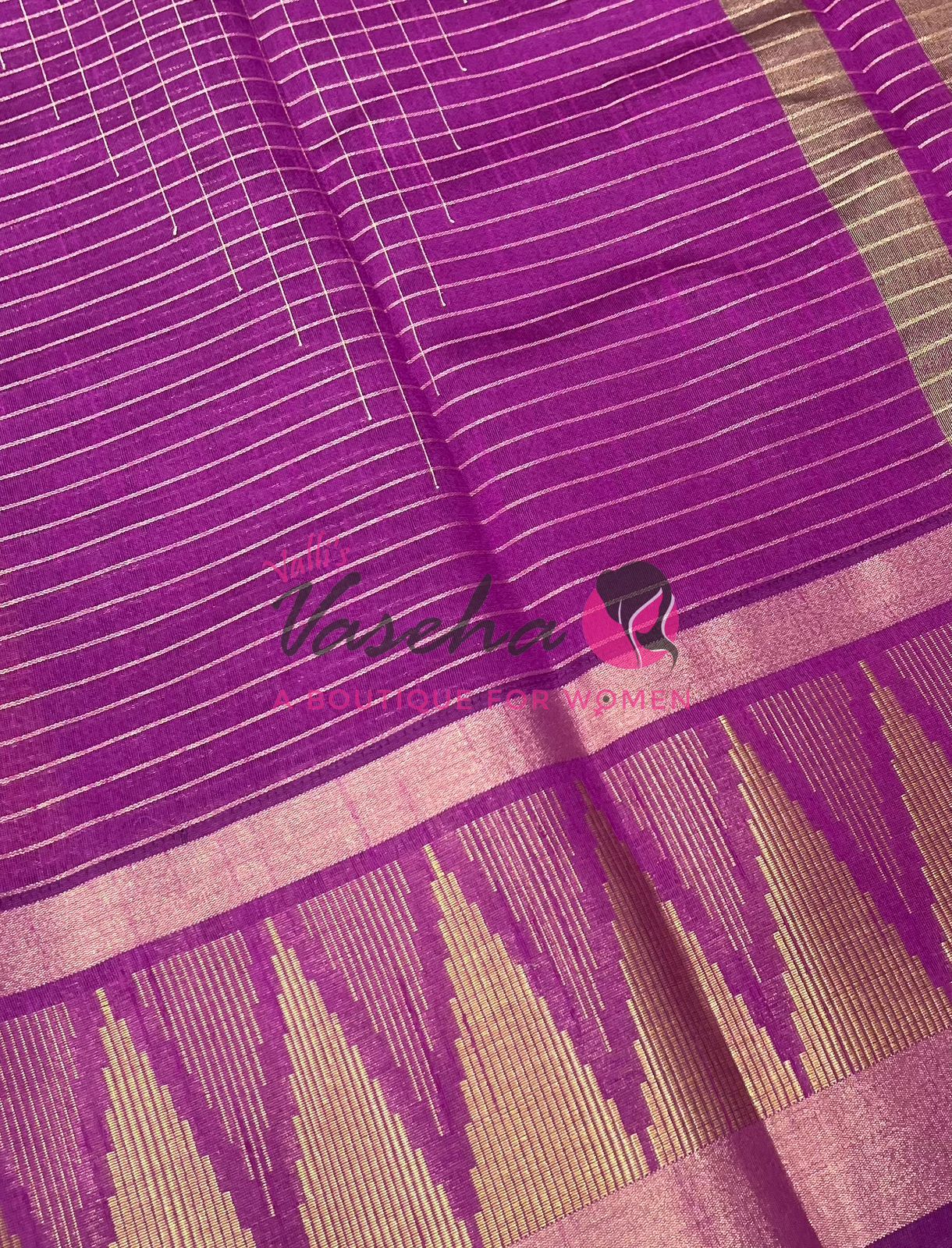 Semi Raw Silk - Lakshadeepam Design - Rust Orange With Purplish Pink Shade - VVRS008