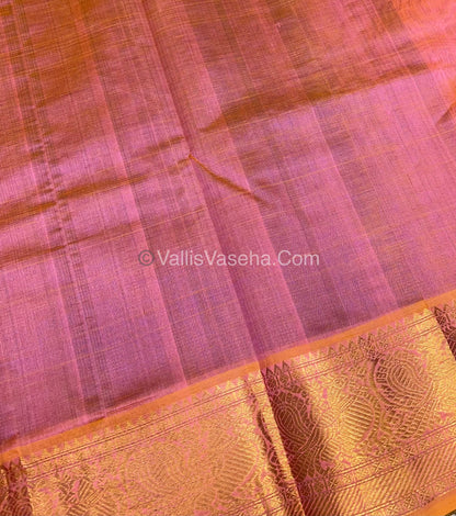 Pure Silk Cotton Saree - Vairavoosi checks - Mayil & Chakkaram - Blue With Peach - VVMCV001