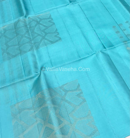Pure Soft Silk Saree - Light weight - Borderless - Very Light Blue  - VVPSS027