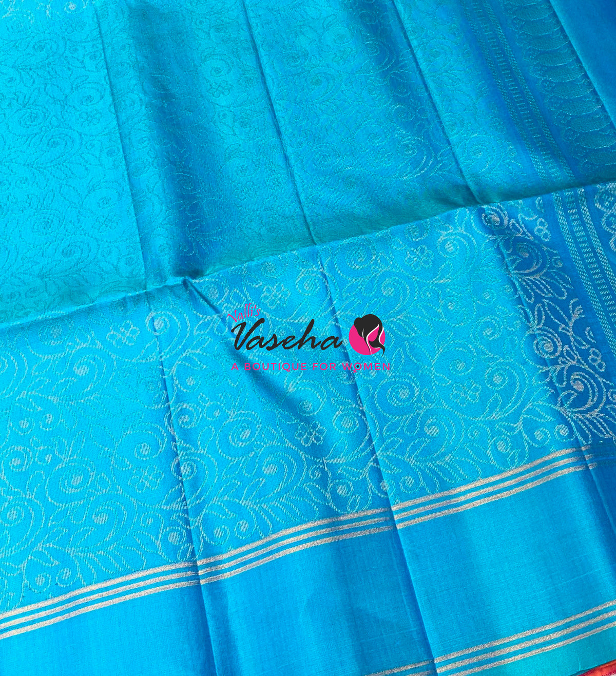 Pure Soft Silk Saree  - Peach & Blue Combo - VVPSS141