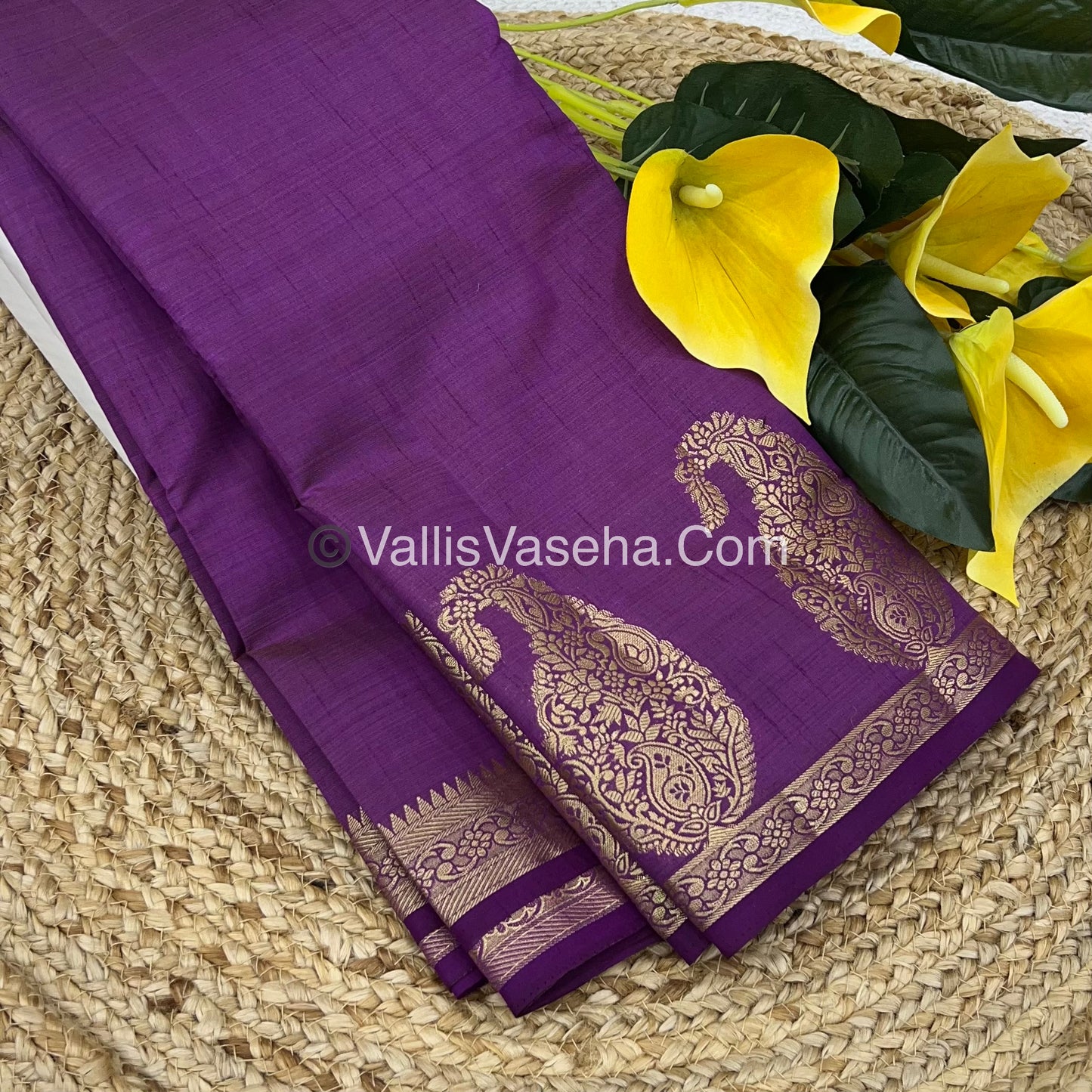 Semi Tussar Silk - Small Mango - Purple Shade - VVSTS002
