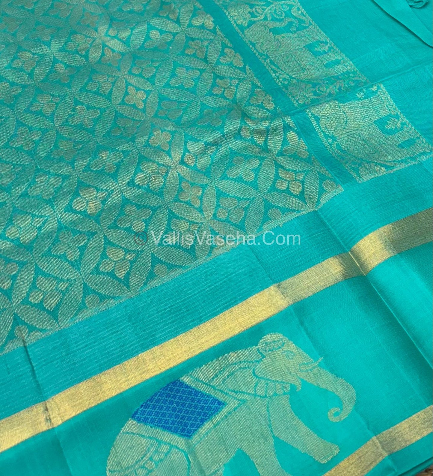 Pure Korvai Silk Cotton Saree - Border Elephant butta Design - VVKSC018