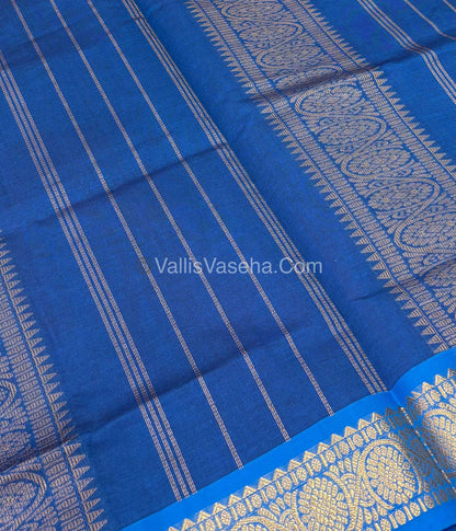 Semi Silk Cotton Saree - Blue With Blue Shade - VVSSC007