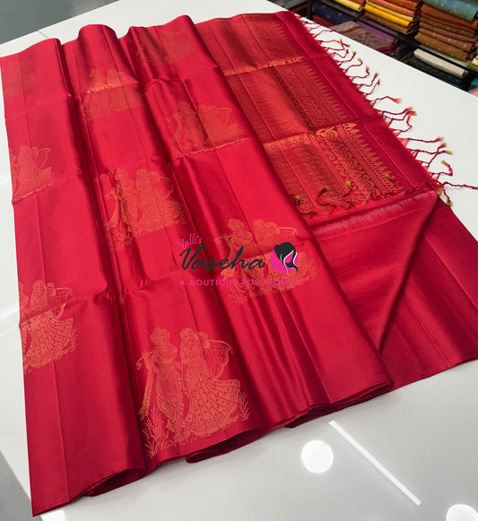 Pure Soft Silk Saree  - Red Shade - VVPSS133