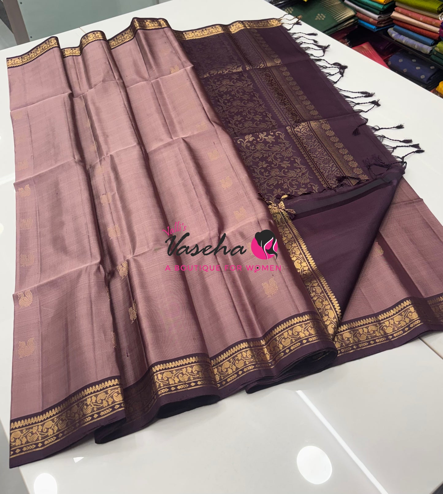 Pure Soft Silk Saree - Chocolate & Brown Shade - VVPSS099