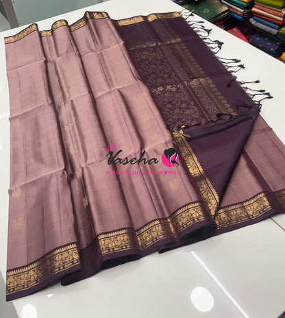 Pure Soft Silk Saree - Chocolate & Brown Shade - VVPSS099