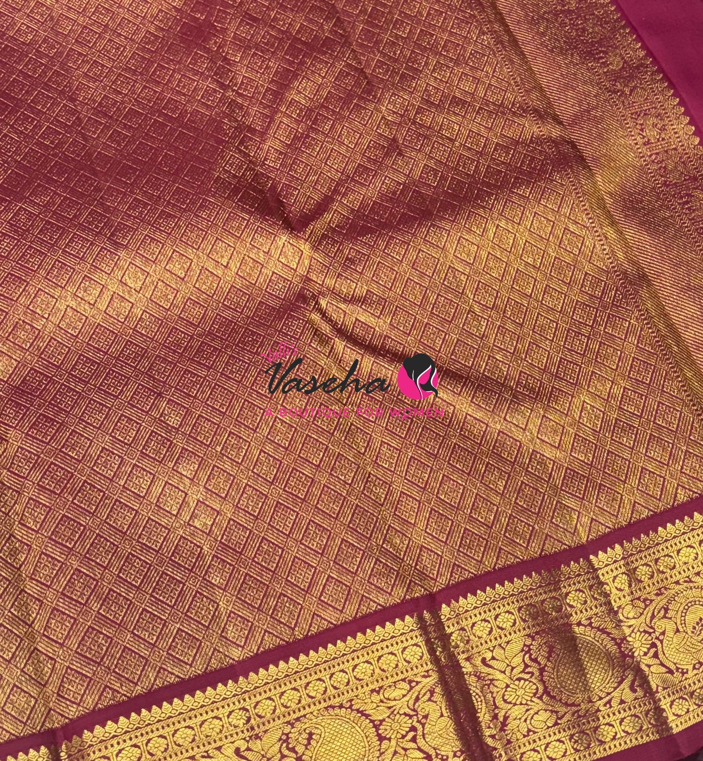 Pure Vintage Korvai Kanchipuram Silk Saree - Ivory/Cream & Maroon Combo - VVPS034