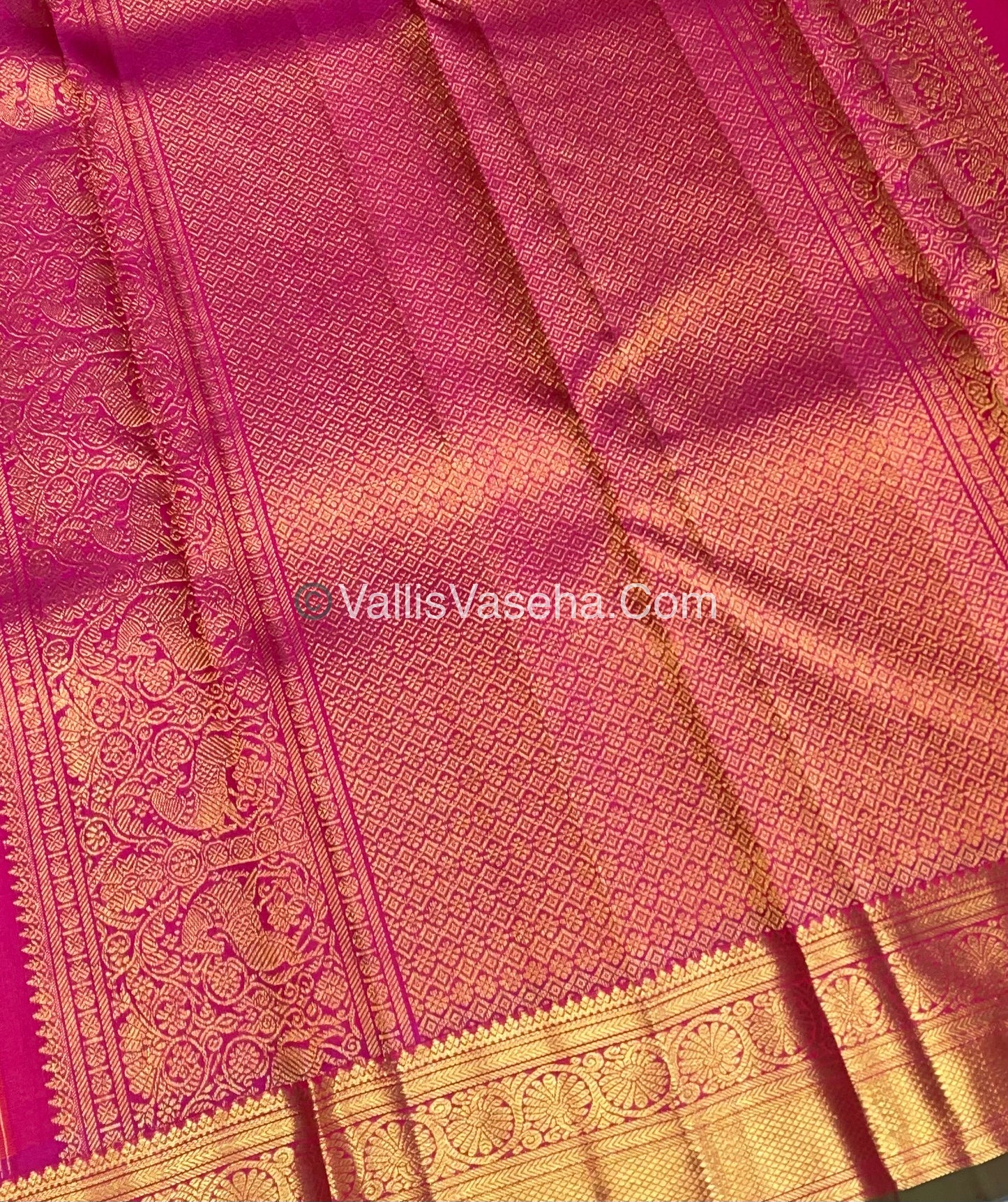 Pure Kanchipuram Silk Saree - Orange & Pink  Combo - VVPS014