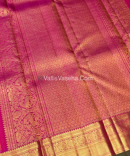 Pure Kanchipuram Silk Saree - Orange & Pink  Combo - VVPS014