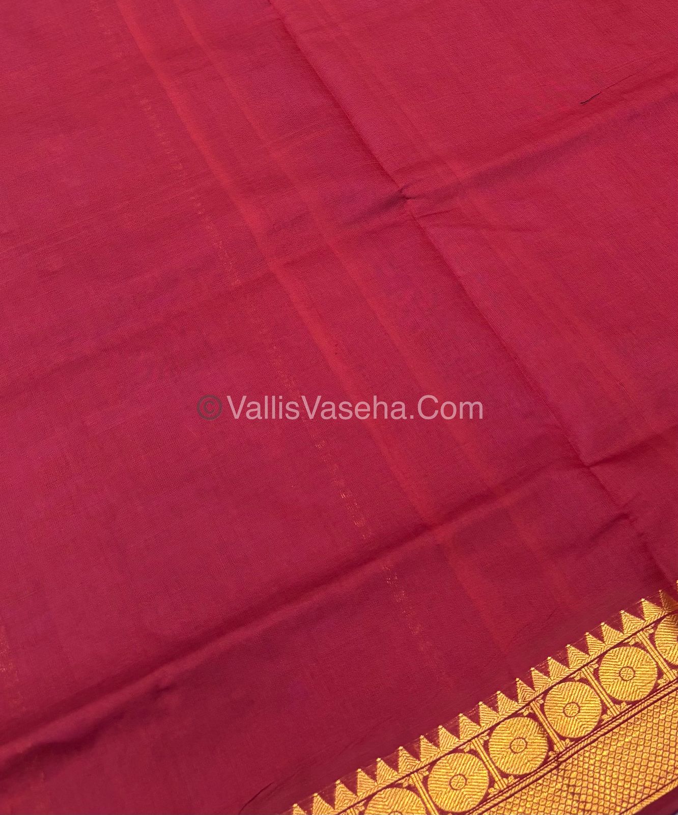 Semi Silk Cotton Saree - Blue With Red Shade - VVSSC005