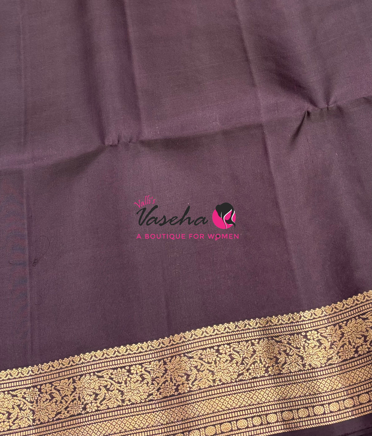 Pure Soft Silk Saree - Greyish Blue With Wine Brown - Velum & Mayilum - Kanchi Border - VVPSS015