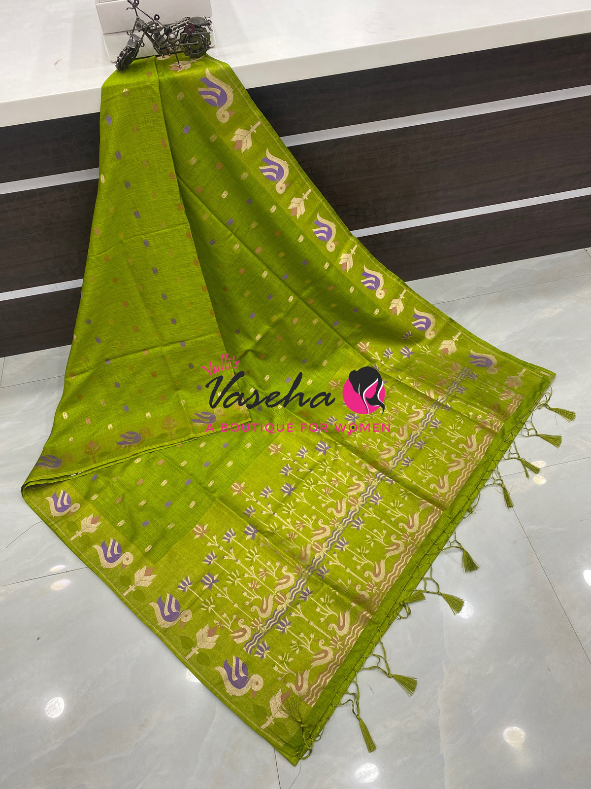 Banarasi - Heritage Meenakari Silk - Parrot Green Shade - VVBHS014