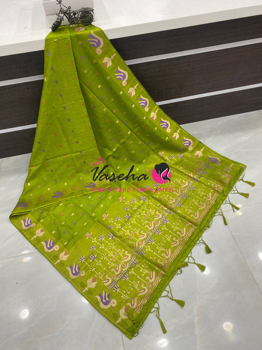 Banarasi - Heritage Meenakari Silk - Parrot Green Shade - VVBHS014