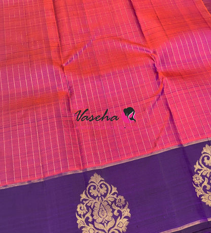 Pure Kanchipuram Silk Saree - Onion Pink Mixed Peach & Purple Shade  - VVPS073