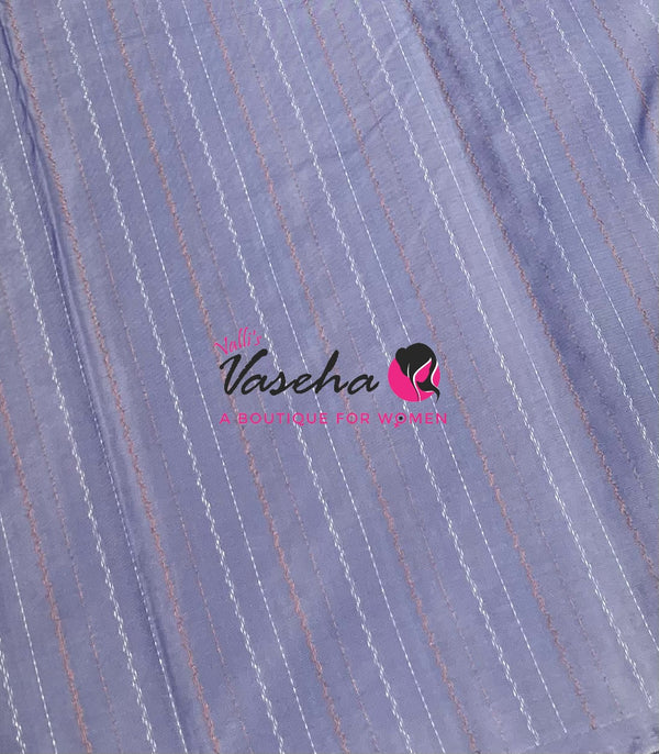 Semi Silk Saree - Zig Zag Vairavoosi Lines Style - VVSS003