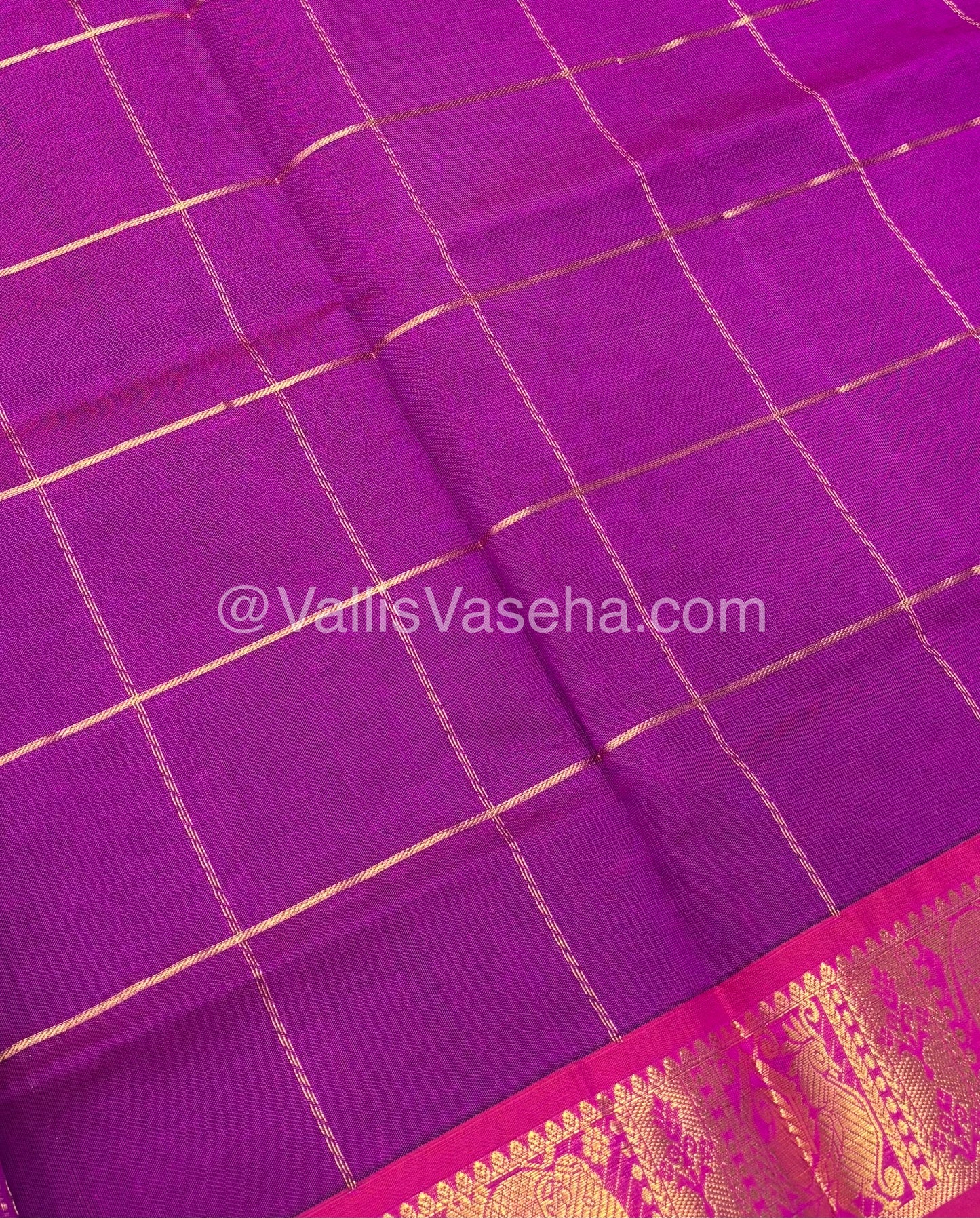 Semi Silk Cotton Saree - Brown with Purplish Pink shade - VVSSC002