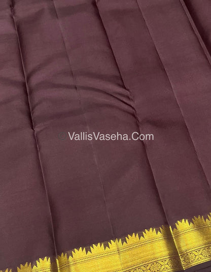Pure Kanchipuram Silk Saree - Rust Orange with Wine Brown  Combo - VVPS013