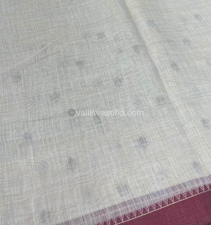 Semi Tussar Embroidery - Cream with Merun Combo - VVSTE001