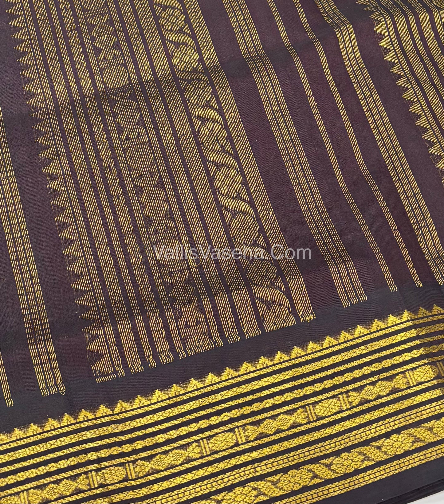 Pure Korvai Silk Cotton - Pink with Dark Brown  - Checks Pattern - VVKSC021