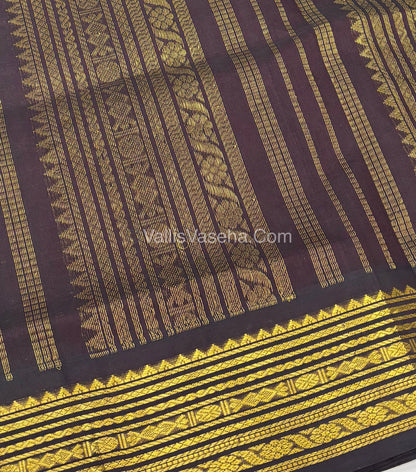 Pure Korvai Silk Cotton - Pink with Dark Brown  - Checks Pattern - VVKSC021